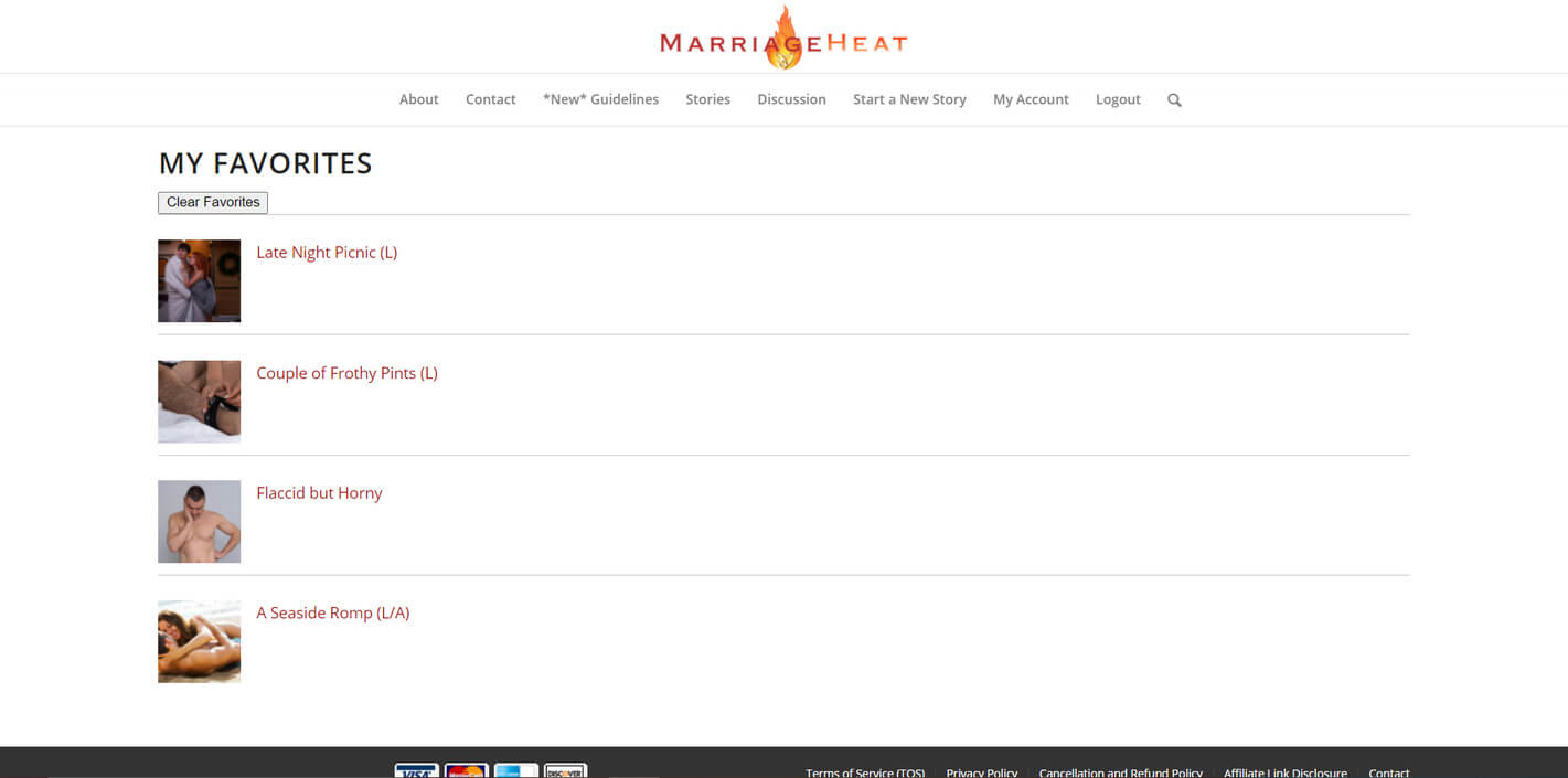 screenschot of my favorited stories list ~ MarriageHeat