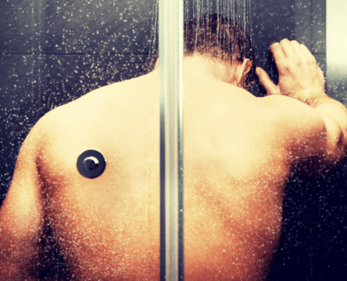 Husband enjoys himself in shower while wife listens from bedroom and follows suit. ~ MarriageHeat