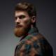 Mitzy's dream husband, a bearded man in a flanel shirt gives a piercing look over his shoulder ~ MarriageHeat