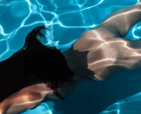 Naked wife swims under water in pool ~ MarriageHeat