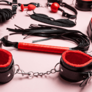 Collection of black-and-red BDSM implements ~ MarriageHeat