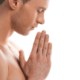 Bare-chested man praying for his wife ~ MarriageHeat
