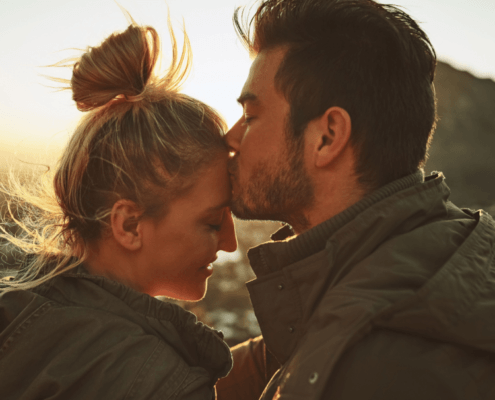 Husband kisses his adored wife's forehead ~ MarriageHeat