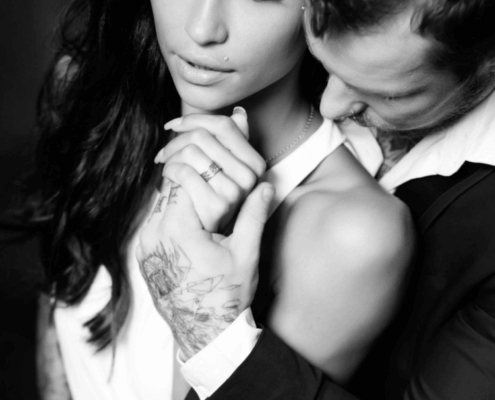 Husband embraces his sexy wife from behind ~ MarriageHeat