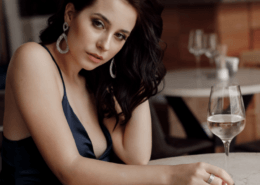 Sexy wife waits for her husband with glass of white wine ~ MarriageHeat
