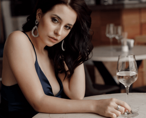 Sexy wife waits for her husband with glass of white wine ~ MarriageHeat