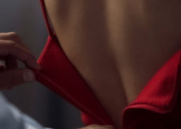 Husband unzips the back of his wife's sexy red dress ~ MarriageHeat