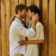Weeding photo of Sheila and Garth in the barn ~ MarriageHeat